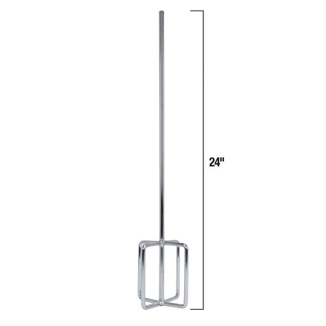 QEP 61205 Professional Mixing, 24 in OAL, 3/8 in Dia Shaft, Paddle Head, Steel, Chrome