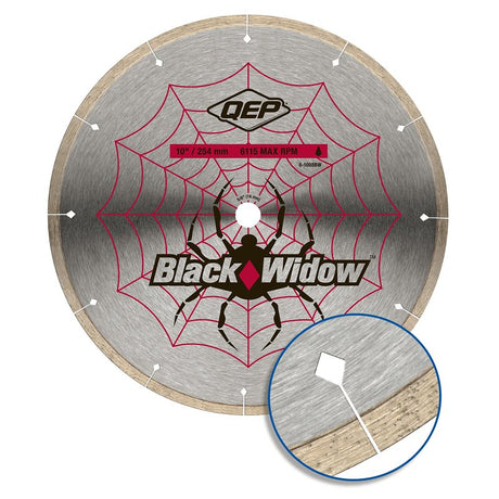 QEP Black Widow 6-1008BW Blade, 10 in Dia, 5/8 in Arbor, Thin Rim