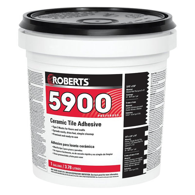 QEP 5900-1 Ceramic Tile Adhesive, Off-White, 1 gal Pail, Pack of 4