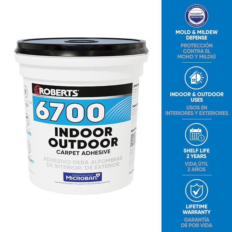 Roberts 6700-1 Carpet Adhesive, Cream, 1 gal, Pail, Pack of 4