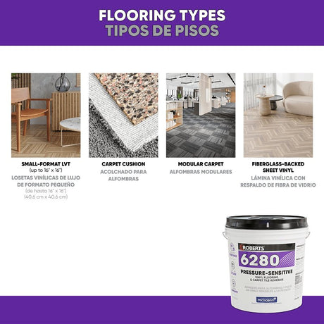 Roberts R6280-4 Flooring Adhesive, Paste, Very Mild, Off-White, 4 gal Pail