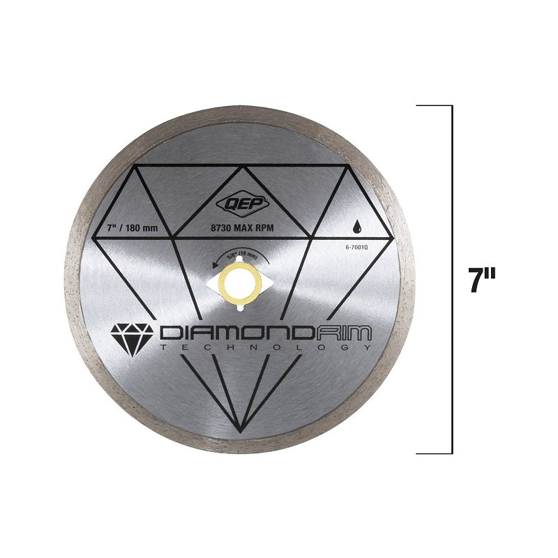 QEP Black Series 6-7001Q Saw Blade, 7 in Dia, 5/8 in Arbor, Continuous Rim