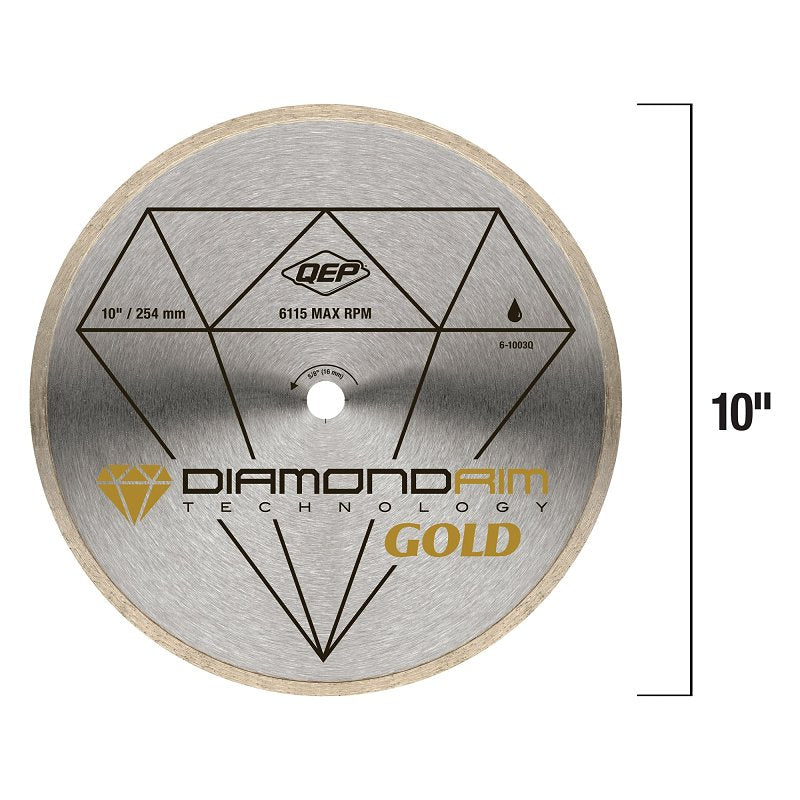 QEP Gold 6-1003Q Blade, 10 in Dia, 5/8 in Arbor, Continuous Rim