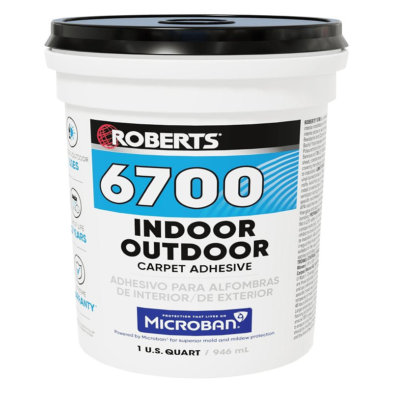 Roberts 6700-0 Carpet Adhesive, Cream, 1 qt, Pail, Pack of 6
