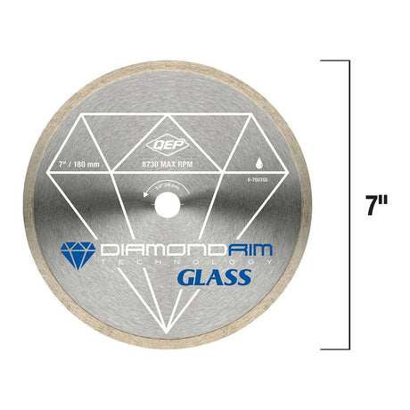 QEP Glass Series 6-7007GL Saw Blade, 7 in Dia, 5/8 in Arbor, Continuous Rim