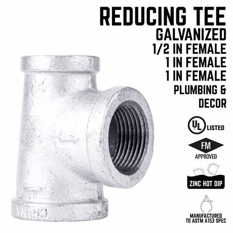 STZ Industries 1 in. FIP each X 3/4 in. D FIP 1 in. D FIP Galvanized Malleable Iron Reducing Tee