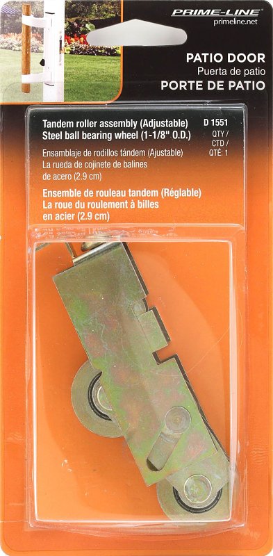 Prime-Line D 1551 Roller Assembly, 1-1/8 in Dia Roller, 5/16 in W Roller, Steel, 2-Roller, C-Tab Mounting