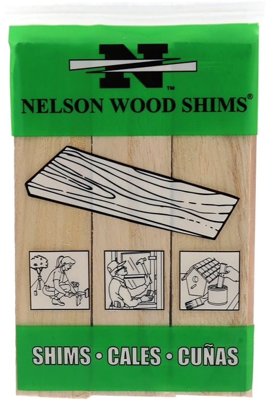 Nelson PSH6/9-72/56 Shim, 6 in L, 1-1/2 in W, Pine Wood, Natural, Pack of 72