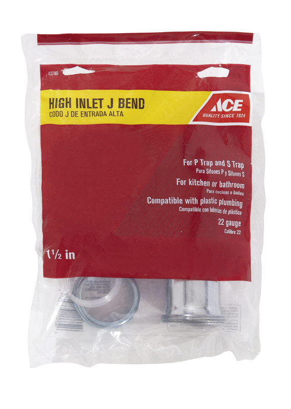 Ace 1-1/2 in. D Chrome Plated Brass J Bend