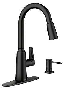 Moen Edwyn 87028 Series 87028BL Pull-Down Kitchen Faucet, 1.5 gpm, 1-Handle, 1, 4-Faucet Hole, Metal, Matte