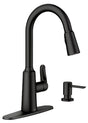 Moen Edwyn 87028 Series 87028BL Pull-Down Kitchen Faucet, 1.5 gpm, 1-Handle, 1, 4-Faucet Hole, Metal, Matte