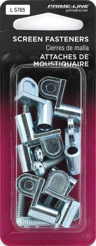 Prime-Line 474-7887 Window Screen Clip, Clear Zinc, Includes: (12) Clips, Phillips Pan Head #8 Sheet Metal Screws, Pack of 6
