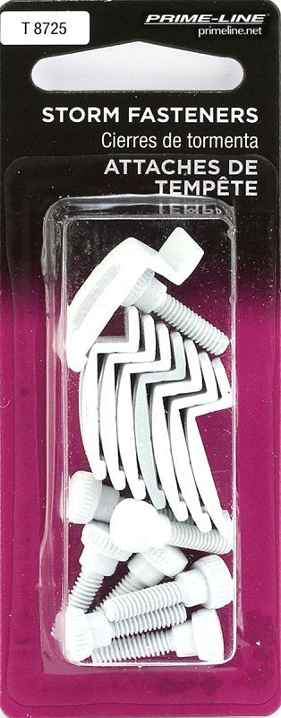 Prime-Line 326-0197 Storm Door Panel Clip, 3/4 in L x 1/2 in W x 1/4 in D Dimensions, Aluminum, White, Pack of 6