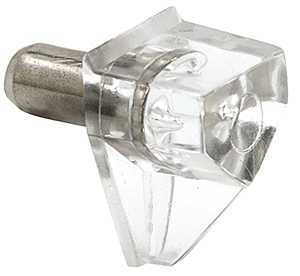 Prime-Line 959-8814 Shelf Support Peg 15 lb, Metal/Plastic, Clear, Pack of 6