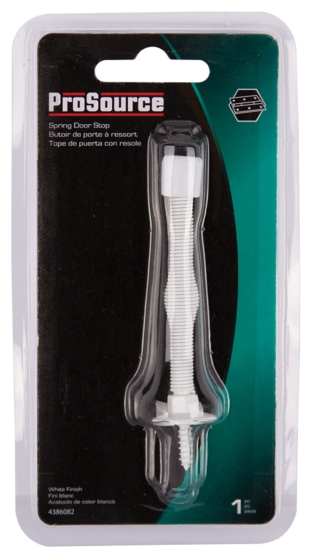 ProSource H61-Z015C-PS Light-Duty Door Stop, 3/4 in Dia Base, 3 in Projection, Plastic & Steel, White
