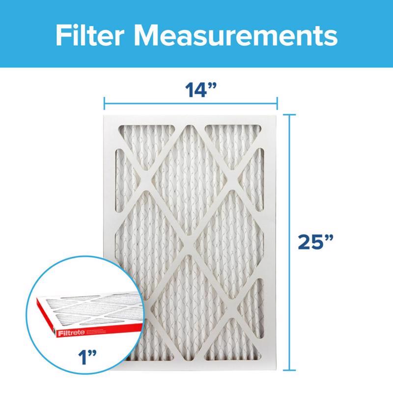 Filtrete 14 in. W X 25 in. H X 1 in. D 1000 MPR Pleated Air Filter 2 pk, Pack of 3