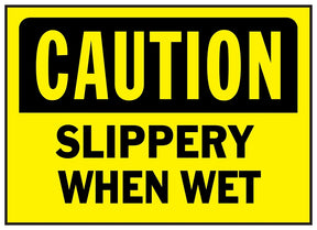 Hy-Ko 566 Caution Sign, Rectangular, SLIPPERY WHEN WET, Black Legend, Yellow Background, Polyethylene, Pack of 5
