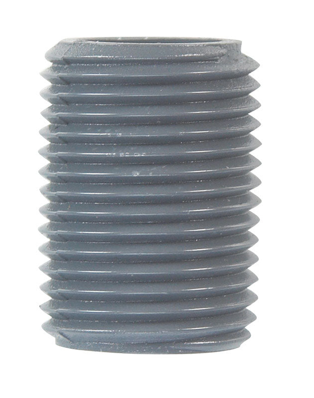 B&K Schedule 80 1/2 in. MIP X 1/2 in. D MIP PVC Close Nipple 1 pk, Pack of 10