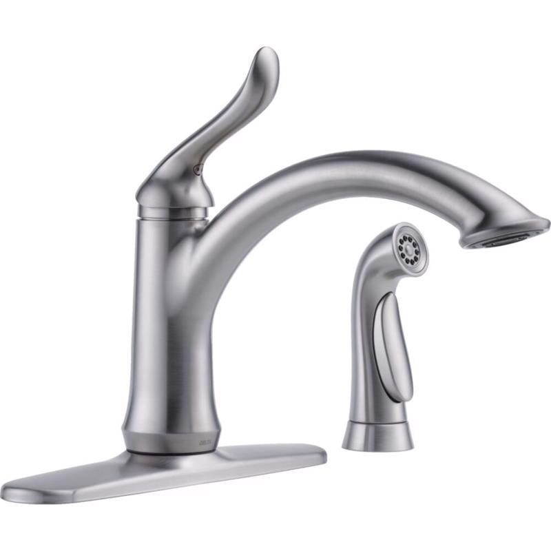 Delta Linden One Handle Stainless Steel Kitchen Faucet Side Sprayer Included