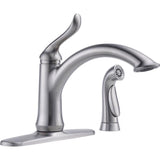 Delta Linden One Handle Stainless Steel Kitchen Faucet Side Sprayer Included
