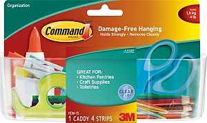 Command HOM-15 Large Caddy, 2 lb Capacity, Plastic, Clear