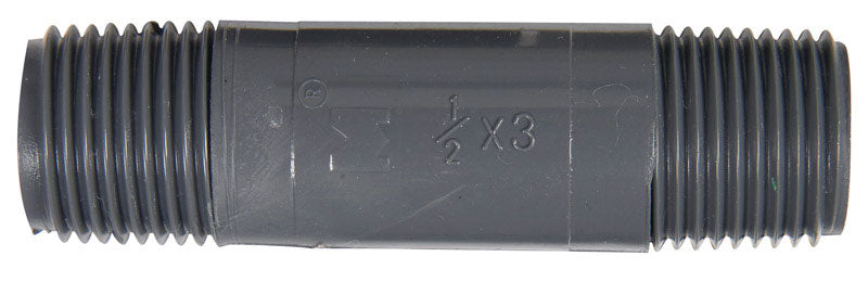 B&K Schedule 80 1/2 in. MIP X 1/2 in. D MIP PVC 3 in. Nipple 1 pk, Pack of 10