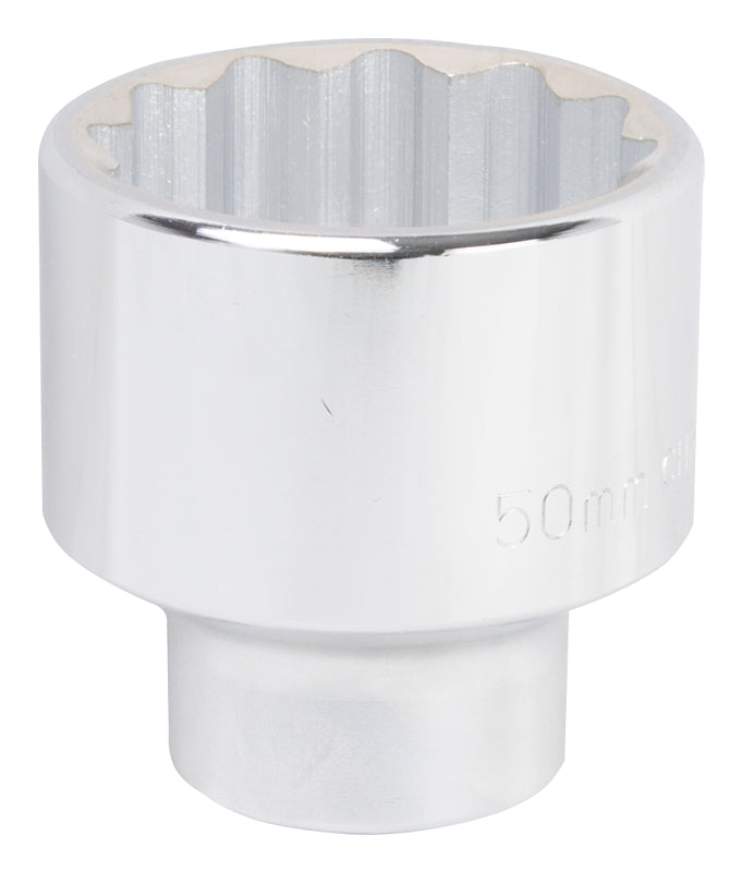 Vulcan MT-SM6050 Drive Socket, 50 mm Socket, 3/4 in Drive, 12-Point, Chrome Vanadium Steel, Chrome