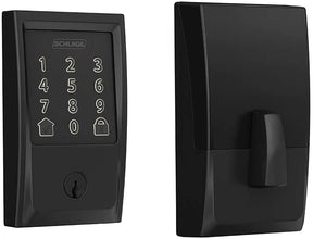 Schlage BE Series BE489WBV CEN 622 Electronic Deadbolt, Century Design, Matte Black, Residential, 1 Grade, Metal, Yes