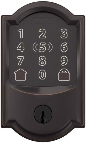 Schlage Encode Plus BE499WBV CAM 716 Smart Wi-Fi Deadbolt With Camelot Trim, 1 Grade, Aged Bronze, C Keyway