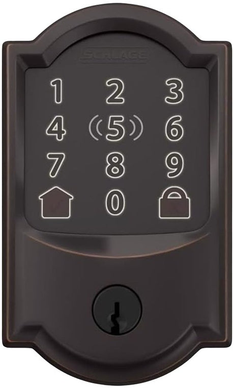 Schlage Encode Plus BE499WBV CAM 716 Smart Wi-Fi Deadbolt With Camelot Trim, 1 Grade, Aged Bronze, C Keyway