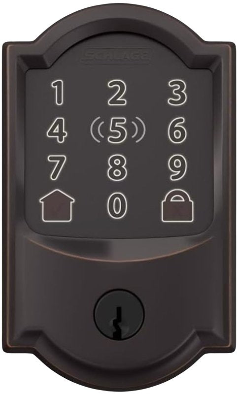 Schlage Encode Plus BE499WBV CAM 716 Smart Wi-Fi Deadbolt With Camelot Trim, 1 Grade, Aged Bronze, C Keyway