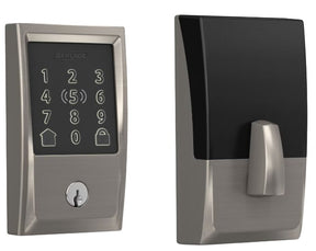 Schlage Encode Plus BE499WBV CEN 619 Smart Wi-Fi Deadbolt With Century Trim, 1 Grade, Satin Nickel, C Keyway