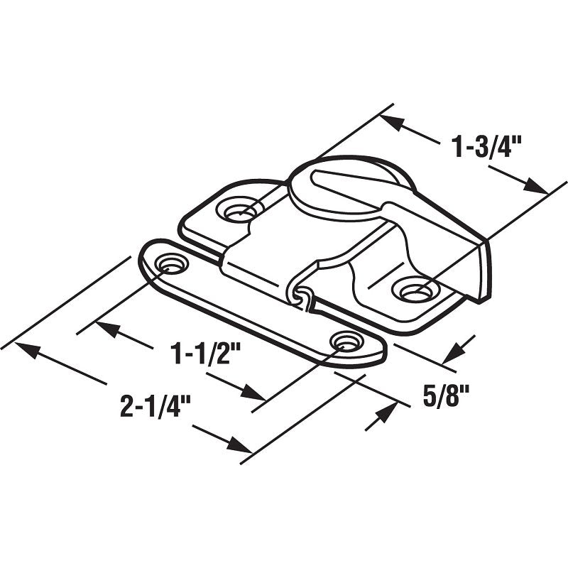 Prime-Line U 9924 Window Sash Lock, 2-1/4 in L x 1-1/2 in W Backplate, 2-1/4 in L Handle, Steel, Brass