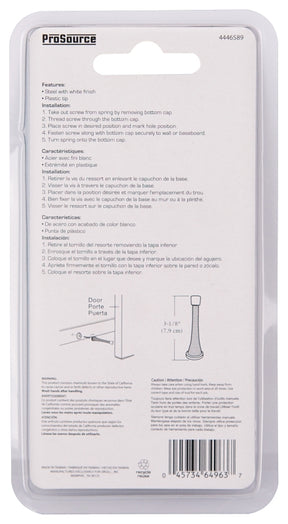ProSource H62-B045C-PS Heavy-Duty Spring, 15/16 in Dia Base, 3-1/8 in Projection, Plastic & Steel, White