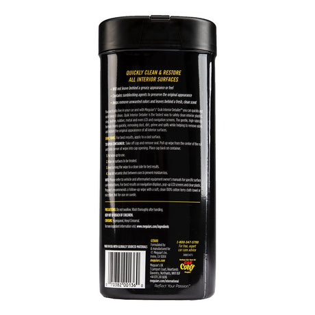 Meguiar's Quik Interior Detailer G13600 Cleaning Wipes, Slight Flowery Fragrance, 25-Wipes