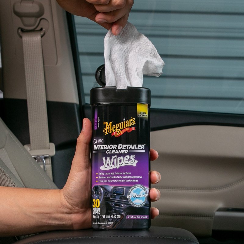 Meguiar's Quik Interior Detailer G13600 Cleaning Wipes, Slight Flowery Fragrance, 25-Wipes