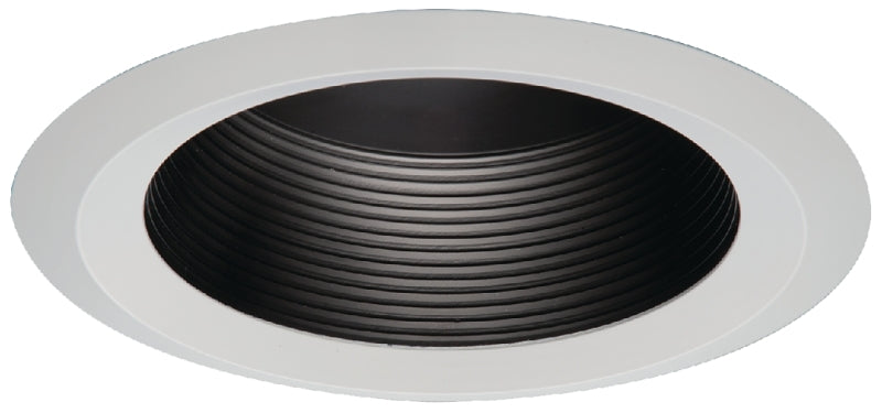 Halo 6125BB Baffle Trim, 6 in Dia Recessed Can, Metal Body, Black/White