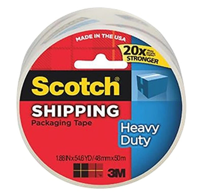 Scotch 3850 Series Packaging Tape, 54.6 yd L, Clear, 1.88 in W, 3.1 mil, Polypropylene Backing