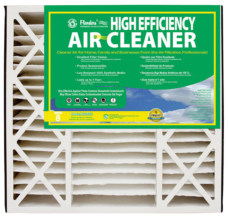 Flanders 16 in. W X 25 in. H X 3 in. D Synthetic 8 MERV Pleated Air Filter 1 pk, Pack of 3