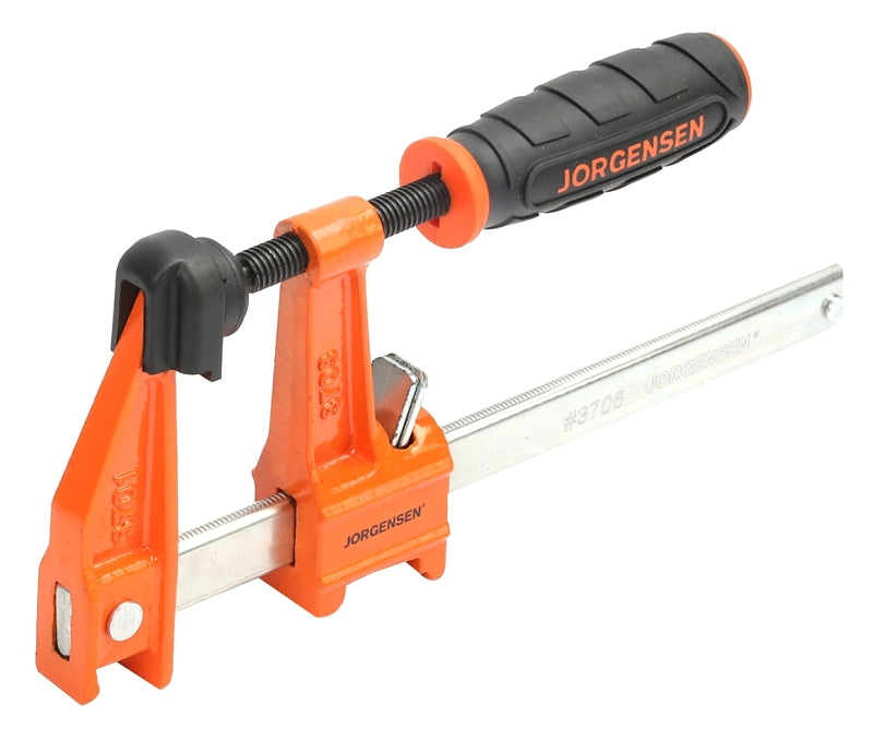 Jorgensen 3706 Bar Clamp, 600 lb, 6 in Max Opening Size, 2-1/2 in D Throat, HCS Body