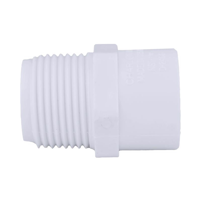 Charlotte Pipe Schedule 40 3/4 in. MPT X 1/2 in. D Slip PVC Pipe Adapter 1 pk, Pack of 25