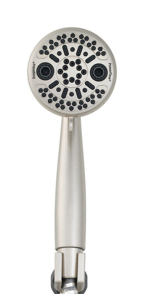 Oxygenics PowerFlow Brushed Nickel ABS Plastic 3 settings Handheld Showerhead 1.75 gpm