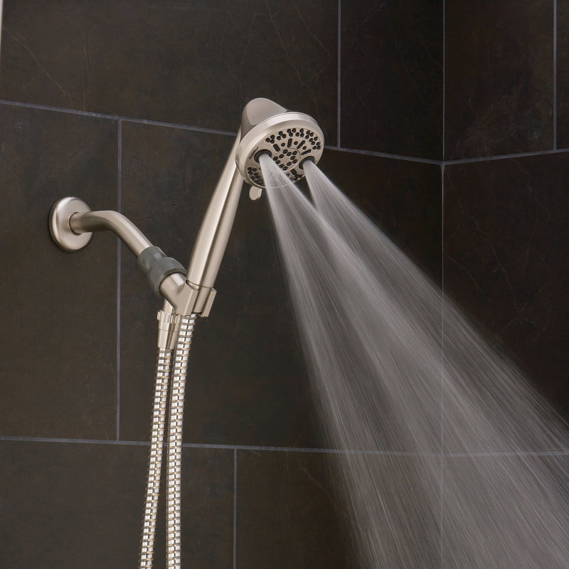 Oxygenics PowerFlow Brushed Nickel ABS Plastic 3 settings Handheld Showerhead 1.75 gpm