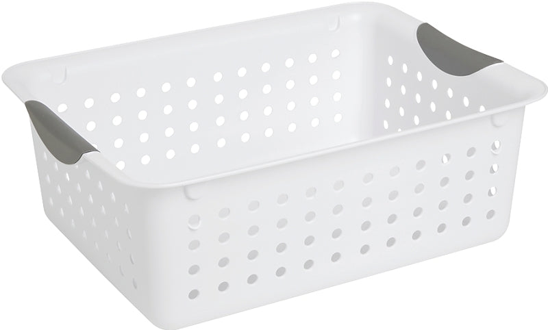 Sterilite Ultra 16248006 Storage Basket, 0.9 cu-ft Capacity, Plastic, White, Pack of 6