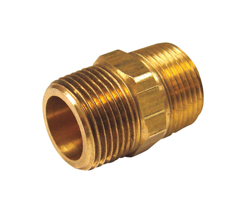 JMF Company 3/8 in. MPT X 1/8 in. D MPT Brass Reducing Hex Nipple, Pack of 5