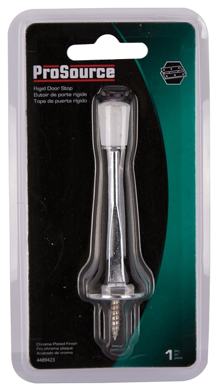 ProSource H20-Z023C-PS Heavy-Duty Rigid Door Stop, 15/16 in Dia Base, 3-1/8 in Projection, Die-Cast Zinc & Plastic