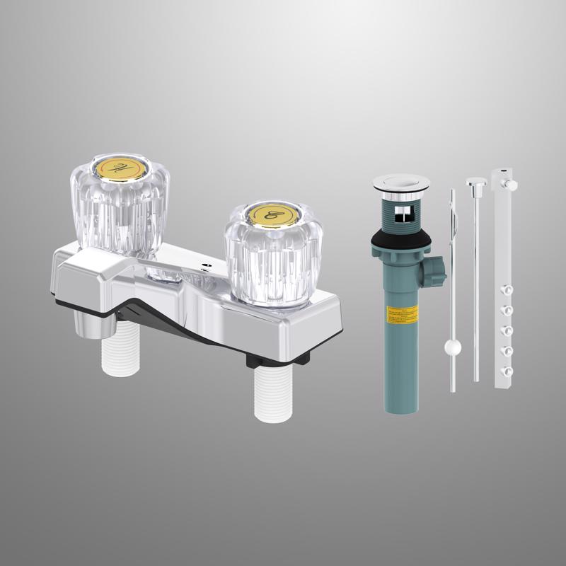 Home Plus Chrome Traditional Centerset Bathroom Sink Faucet 4 in.