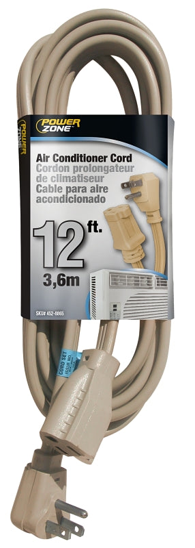 PowerZone OR681512 Extension Cord, SPT-3, Vinyl, Beige, For: Air conditioner and Appliances