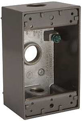 Hubbell 5320-7 Weatherproof Box, 8.3 cu-in, 3-Outlet, 1-Gang, Aluminum, Bronze, Powder-Coated