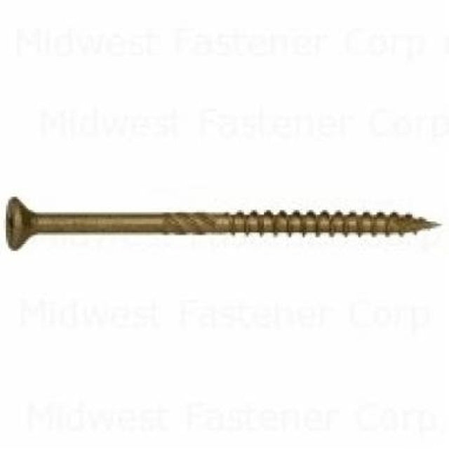 SaberDrive 50755 Deck Screw, #9 Thread, 3 in L, Serrated Thread, Bugle Head, Star Drive, Type 17 Point, Tan, Steel
